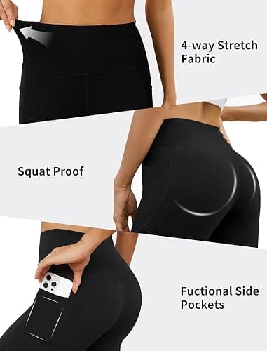 DLOODA Yoga Leggings for Women with Pockets High Waisted Tummy Control Yoga Pants Soft Buttery Workout Leggings Gym thumbnail 4