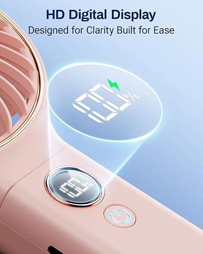 SWEETFULL Handheld Portable Fan, 5000mAh Rechargeable Battery, 6 Speed Wind, LED Digital Display, Foldable Electric Personal Mini Travel Fan with Backup Power, Summer Essentials Gifts for Women Girl thumbnail 4