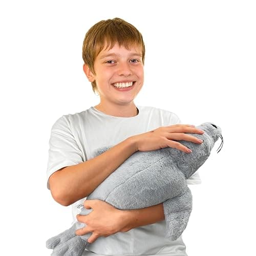 CSVBTRF Weighted Stuffed Animals, 2 lb, 23" Seal Plush Gift for Kids - Grey Hug Seal Plush Animals thumbnail 6