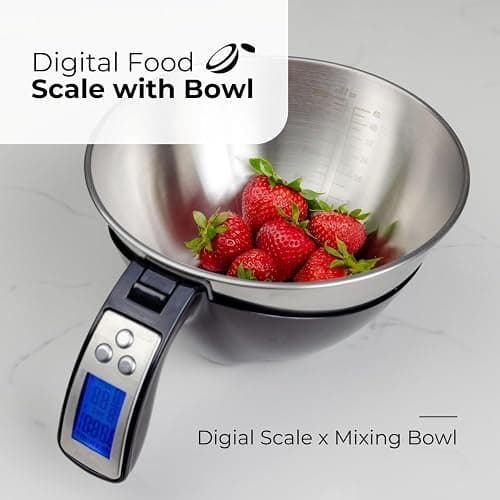 Fradel Digital Kitchen Food Scale with Bowl - 11lb, Grams & Ounces - Removable, Dishwasher-Safe Mixing Bowl - Black thumbnail 3