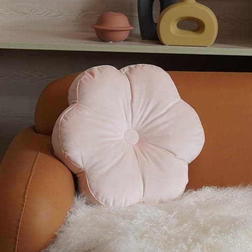 ARTMAGIC Flower Shaped Velvet Decorative Throw Pillow Cushion Ultra Soft Cute Floor Pillow for Couch Bed Sofa (Light Pink) thumbnail 2
