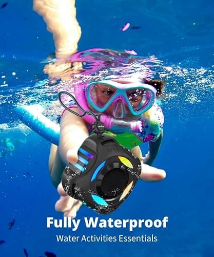 comiso Waterproof Speaker with Robust Bass, Shower Speaker with Dynamic Light, TWS Mode, Loud HD Sound, IP67 Waterproof, 2000mAh, Portable Wireless Speakers for Home, Outdoor/Kayak, Gift for Unisex. thumbnail 3
