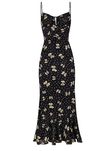 LASPIA Women's Floral Print Fishtail Wrapped Buttocks Dress Summer Vacation Bodycon Dresses - Image 1