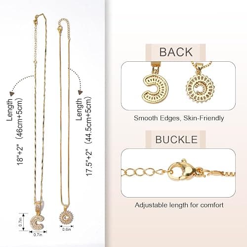MEIITRUE Initial Necklace for Women 14k Gold Plated Bling Dainty Necklaces Trendy Chunky Custom Name Necklace Personalized Round Circle Pendant Zirconia Letters Name Crystal Jewelry Gifts for Women thumbnail 5