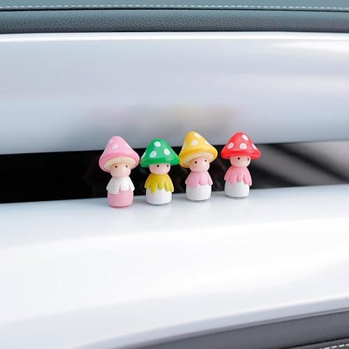 YGMONER Car Interior Mini Mushroom Frigurines Dashboard Decorations Pack of 4 Cute Decoration for Vehicle Room Cake (Mushroom) thumbnail 6
