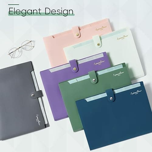 Sooez Elegant Accordion File Organizer with Labels, 8 Pocket Expanding File Folder, Portable Folders for Documents, Cute Paper Organizer for School Office Supplies, Letter Size, Black thumbnail 4