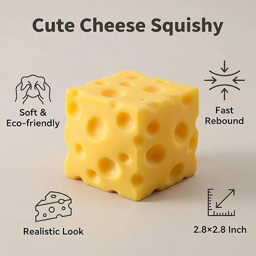 Cheese Cube Squishy, Fake Cheese Squeeze Block, Stress Relief Simulation Toy, Anxiety Sensory Stress Squishy Hand Toy, Soft Cheese Squishy Stress Balls, Classroom Prizes, Calming Adults Fidget Toys thumbnail 7