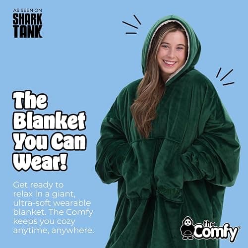 THE COMFY Original | Sherpa Lined Microfiber Fleece Wearable Blanket, Oversized Design with Hood and Pocket from Shark Tank thumbnail 3