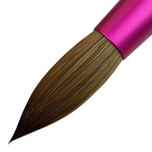 PANA USA Acrylic Nail Brush Pure Kolinsky Hair Acrylic White Swirl Blue Handle with Pink Ferrule Round Shaped - Size 12 thumbnail 4