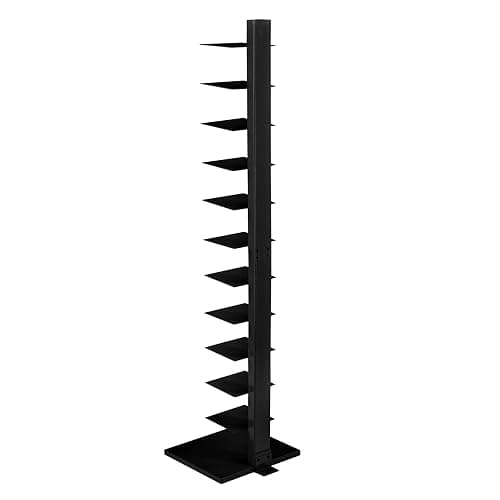 SEI Furniture 12 shelf Metal Spine Book Tower, Black thumbnail 5