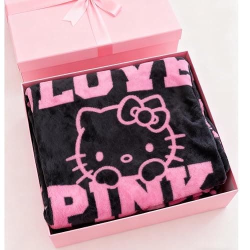 Kitty Silk Flannel Fleece Throw Blanket, Soft Plush, 40 x 60 Inch, All Seasons Blanket for Couch, Sofa, Bed, Camping, Travel (Black-1) thumbnail 4
