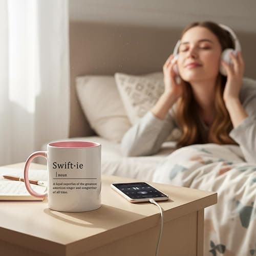 Toshiy Music Lover Coffee Mug, Swifie Mug, Musician Cup for Woman Christmas White Elephant Gifts for Music Lovers Fans 11OZ Pink thumbnail 6