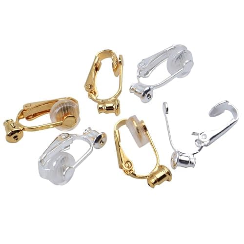 Aylifu Clip-On Earring Converters - 12 Non-Pierced Earring Clips, Silicone Pads for Jewellery Making - Silver and Gold thumbnail 3