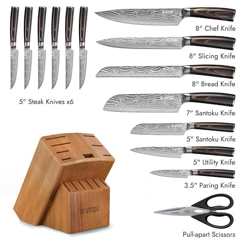 Yatoshi Professional Kitchen Knife Set, 15 Pieces, High Carbon Stainless Steel, Ergonomic Handle thumbnail 3