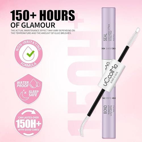 Lash Bond and Seal uCoolMe Waterproof for Lash Clusters 144Hours Super Hold Long-Lasting Non-Irritating Eyelash Glue for DIY at Home(White Bond,10ML) thumbnail 3