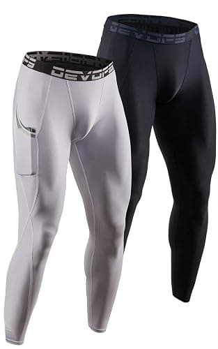 DEVOPS 2 or 3 Pack Men's Compression Pants Athletic Leggings with Pocket/Non-Pocket - Image 1