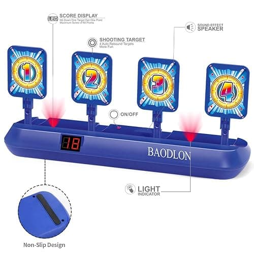 BAODLON Digital Shooting Targets with Foam Dart Toy Gun, Electronic Scoring Auto Reset 4 Targets, Shooting Game Toys Gifts for Age of 5, 6, 7, 8, 9, 10+ Years Old Kids, Boys, Compatible with 2 Toy Gun thumbnail 2