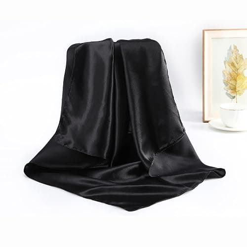 Silk Head Scarf Square Scarves - 35 Inches Satin Square Scarf for Hair Silk Bandana for Women Sleeping Head Wrap Pack of 2 thumbnail 5