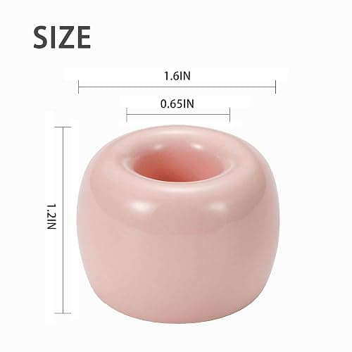 JMScape Mini Ceramic Couple Toothbrush Holder, Hand-Made Bathroom Toothbrush Holder, Electric Toothbrush Head Holder and Office Pen Holder 2-Piece Set (Pink) thumbnail 3