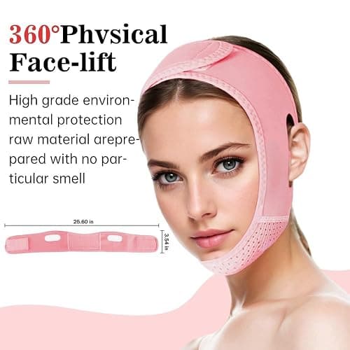 V Line Lifting Mask Chin strap for sleeping, V Line Lifting Mask for Women,Jaw Exerciser，Medium,Pink - Medium - Pink thumbnail 6