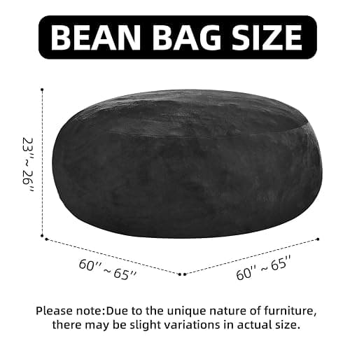 SANAE Oversized 6FT Memory Foam Bean Bag Chair for Adults - Black Corduroy Fabric with Filling, Comfy Gaming & Movie Beanbag Sofa Floor Couch, Large Lounger for Living Room/Dorm/Classroom/Bedroom thumbnail 3