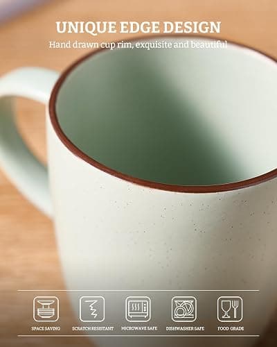 famiware Mercury Coffee Mugs 13 oz, Coffee Mugs Set of 4 with Handle, Cups for Latte, Hot Tea, Cappuccino, Mocha, Cocoa, Light Green thumbnail 5