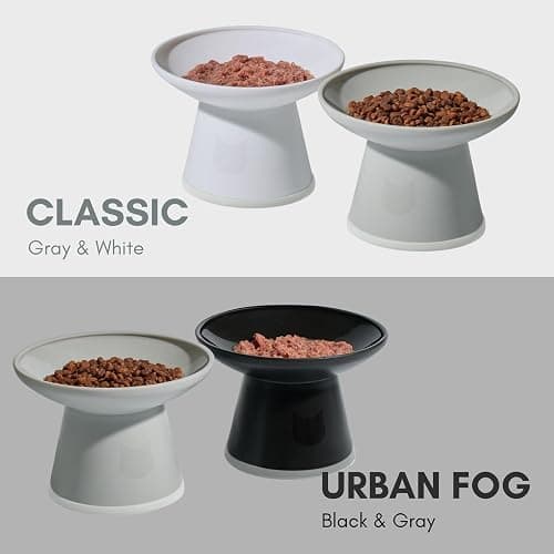 Necoichi BPA-Free Extra-Wide Elevated Cat Food Bowls, 2-Pack (Urban Fog) thumbnail 7