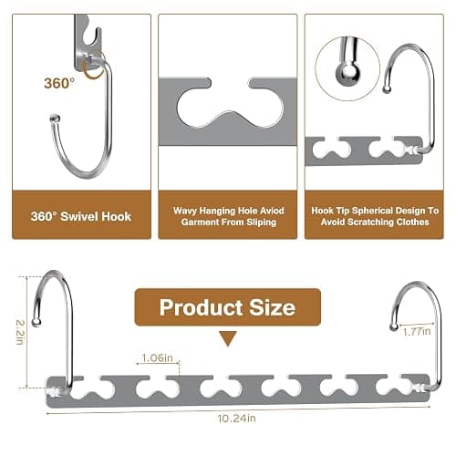 Space Saving Hangers for Clothes 6 Pack, Sturdy Metal Hangers Wardrobe Organizer, Magic Cascading Hanger, Closet Space Saver Closet Organizers and Storage thumbnail 6