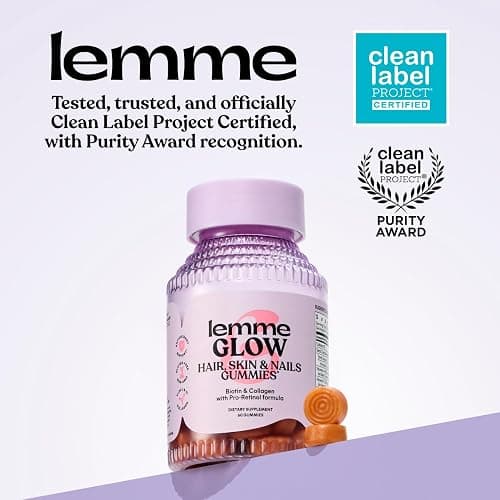 Lemme Glow Collagen Gummies for Strong Nails & Healthy Skin, 30-Day Supply | Strong hair & nails, Healthy Skin, Peptides, Biotin, Trace Minerals, Zinc, Vitamins A, C & E, Dairy & Gluten Free thumbnail 5