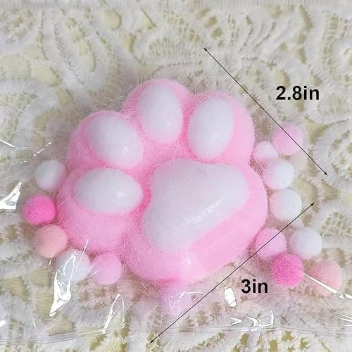 5 Pack Squishy Cat Paw Squeeze Toys, Cute Kawaii Squishies Sensory Mochi Toys, Stress Relieving Fur Ball OPP Packaging Gifts, Party Favors Soft Squishy Fidget Toys for Kids thumbnail 3