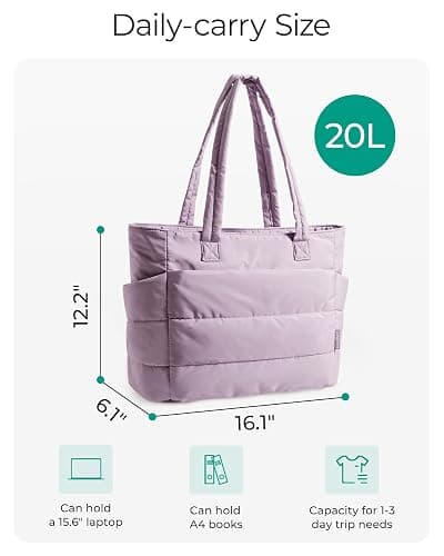BAGSMART Tote Bag for Women, Lightweight Puffy Tote Bag with Compartments Shoulder Bag Handbag for Travel, Work, Gym thumbnail 2