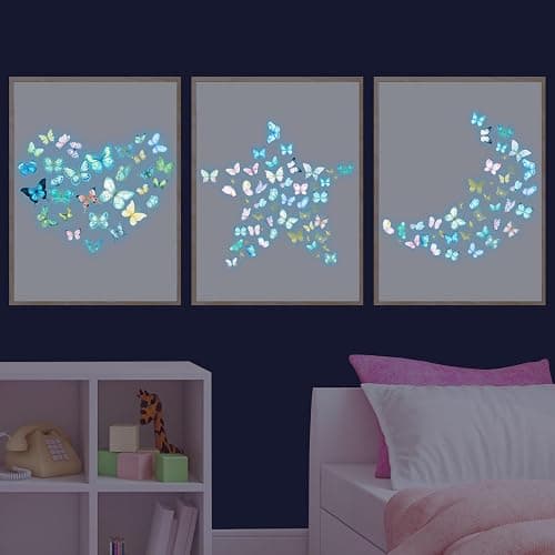 Glow in The Dark Wall Decals - Luminous Butterfly Stickers, Colorful Removable Self-Adhesive Decals for Girls Bedroom, Kids Baby Nursery, Living Room Decoration thumbnail 6