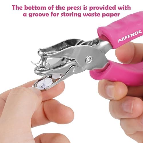 AEFFNOC Single Hole Punch, One Hole Puncher with Soft Grip Handle, 1/4 Inch Paper Hole Punches, Small Hole Punchers with Paper Mess Tray, 6 Sheets Capacity, for Crafts, Scrapbooks (Pink) thumbnail 4