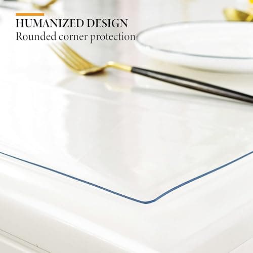Deep Dream 1.5mm Clear Desk Cover Protector, 14×24 Inch Clear Desk Cover, Rectangular Vinyl Desk Pad, PVC Plastic Table Cover for Office, Dresser, Night Stand, Computer & Writing Desk Tabletop thumbnail 3