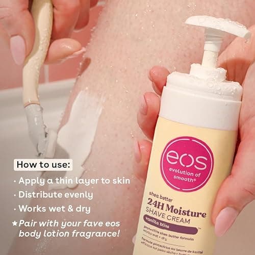 eos Shea Better Shaving Cream for Women, Vanilla Bliss, Shave Cream, Skin Care and Lotion & Shea Better Shaving Cream for Women, Pomegranate Raspberry, 24HR Hydration, 207ml thumbnail 3
