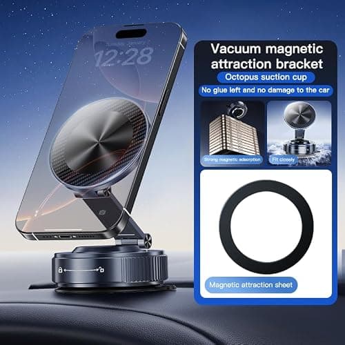 for Magsafe Car Mount, Magnetic Phone Holder for Your Car, Strong Suction | [105+LBS & 3800gf Magnetic] 360° Adjustable Car Phone Holder for iPhone 17 16 15 14 13 12 Pro Max Air Plus,Car Accessories thumbnail 7