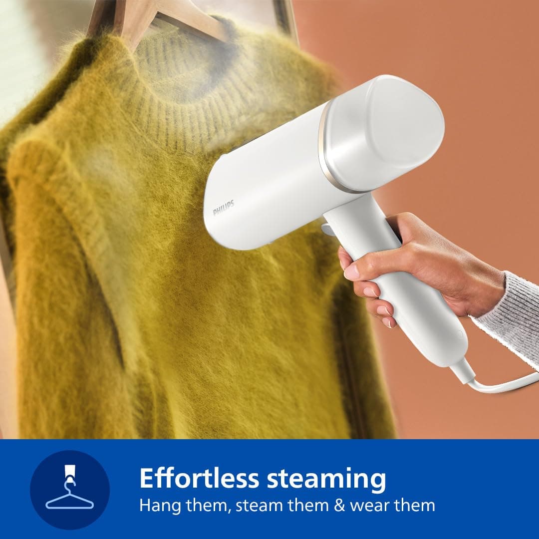 Philips 3000 Series Handheld Steamer - 1000W 20 g/min Steam, Detachable 120ml Water Tank, Heated Plate, White (STH3020/10) thumbnail 10
