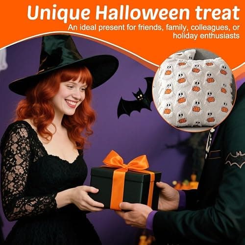 Halloween Pillow Covers 18x18 Inch, Set of 2, 3D Plush Ghosts with Pumpkins | Soft polyester, faux fur details, embroidered pumpkins, hidden zipper, inserts not included, for couch and bed decor thumbnail 8
