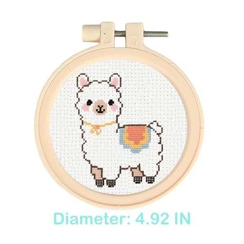 57lilina Easy Embroidery Kit for Kids Beginners, 6 Set Cute Stamped Pattern | Pre Printed Cross Stitch Kits for Kids, DIY Needlepoint Sewing Craft for Backpack Charms, Keychains & Girls Gifts thumbnail 6