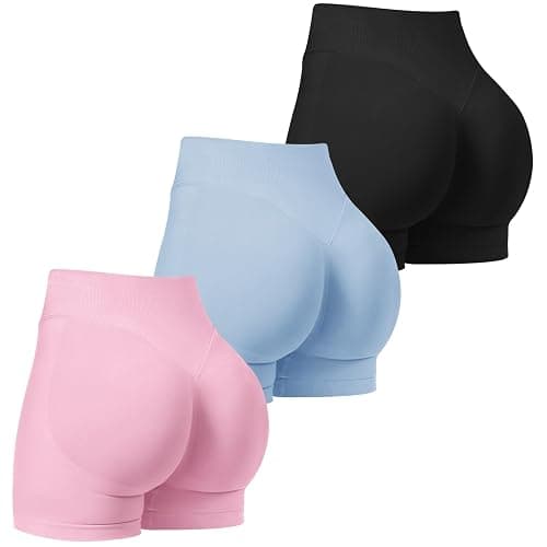 TDIFFUN Workout Shorts for Women 3 Pack Seamless Scrunch Butt Lifting Gym Impact Shorts Yoga Biker Booty Athletic Shorts - Image 1