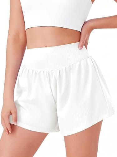 Haloumoning Girls Athletic Shorts Kids Qucik Dry High Waisted 2 in 1 Running Biker Shorts with Pockets 5-14 Years thumbnail 2
