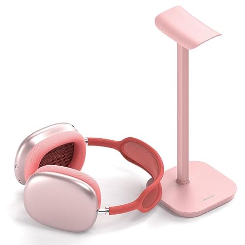 MANMUVIMO Headphone Stand, Desktop Headset Holder Desk Earphone Stand Aluminum Headset Hanger Headphone Rack Stand to Hold Earphones Such as Airpods Max, Sony, Beats, Bose, Razer, HyperX(Pink) - Image 1