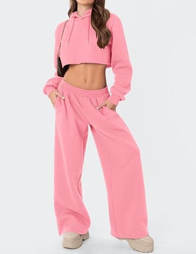 LOMON Wide Leg Sweatpants Women Fleece Sweat Pants Fall Spring Clothes 2026 Teen Girl Baggy Jogger Sweatpant with Pockets thumbnail 4