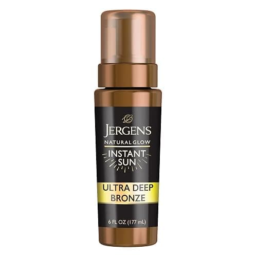 Jergens Natural Glow Instant Sun Body Mousse, Self Tanner for Ultra Deep Bronze Tan, Sunless Tanning Body Bronzer, Natural Looking Fake Tan, 6 Oz - Image 1