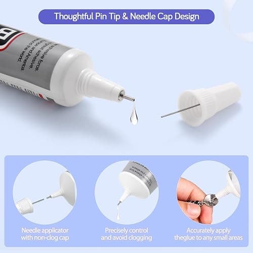 FITTDYHE 6PCS Jewelry Glue - 15ML/0.5fl oz Clear DIY Craft Glue for Rhinestones, Waterproof Strong Bond Adhesive for Phone Repair, Nail Art, Shoes, Fabric, Metal, Glass thumbnail 3
