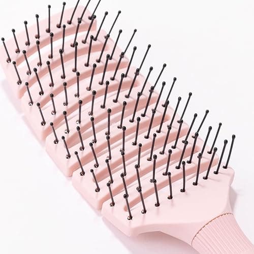 L'AngE HAIR Siena Flexi Curved Vented Hair Detangler | Nylon Bristle Brush for Tangles & Knots | Ideal for Men & Women | Vented for Airflow thumbnail 5