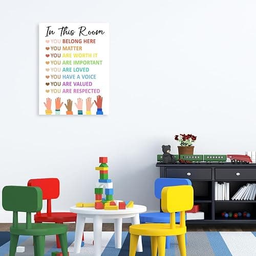 Inspirational Diversity Wall Art,Motivational Classroom Wall Decor,In This Room Equality Canvas Wall Art for School Nursery thumbnail 4