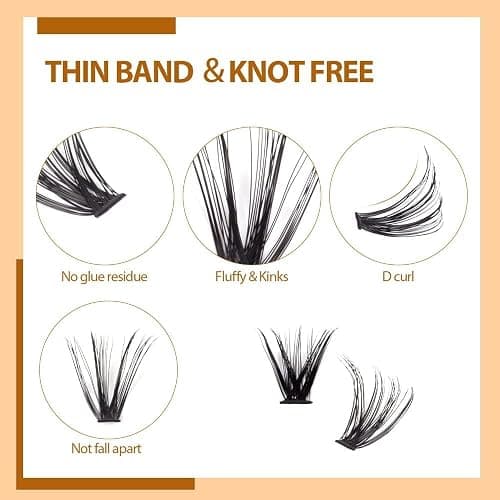 FANDIQ D Curl Cluster Lashes, Natural Fluffy Individual Eyelash Extensions 252PCS, 8-16mm Mix thumbnail 3