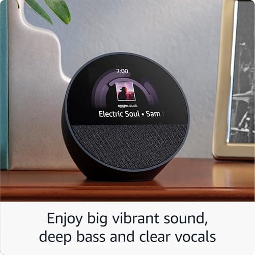 Echo Spot (newest gen), Smart alarm clock with vibrant sound + Alexa, Glacier White thumbnail 3