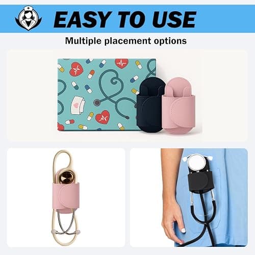 Magnetic Stethoscope Holder Clip Secure Hands-Free Pu Leather Lightweight Portable Holster for Physicians, Nurses, EMT, Students. Compatible for 3M Littmann & Most Stethoscope (Pink) thumbnail 6